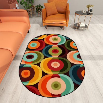 Groovy Retro Orbs Mid Century Modern Oval Area Rug
