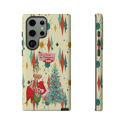 Retro 50s Christmas Phone Case, Mid Century Modern Franciscan Starburst Holiday Smartphone Cover