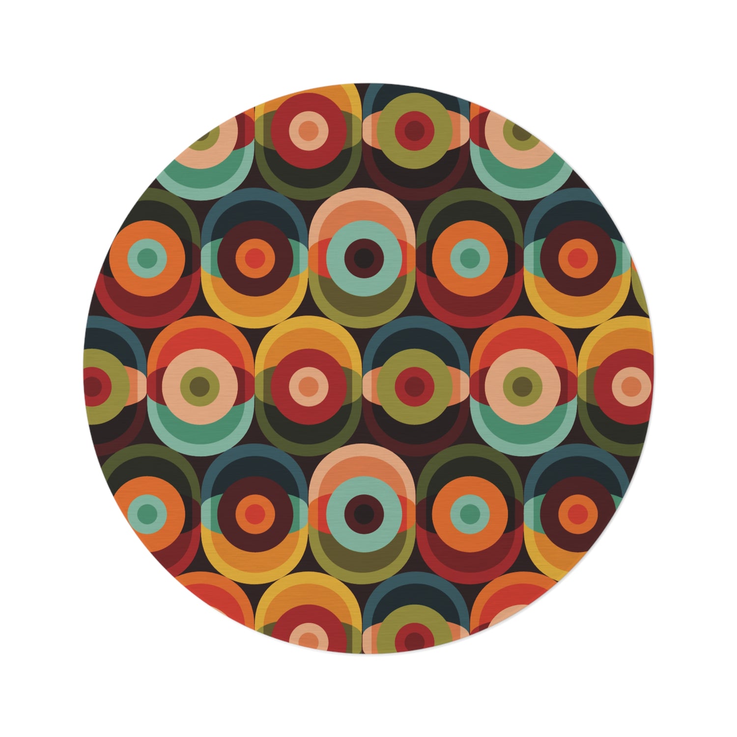 Groovy Retro Orb Mid Century Modern Round Area Rug