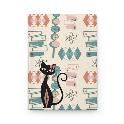 Atomic Cat 1950s Mid Century Modern Hardcover Journal Notebook