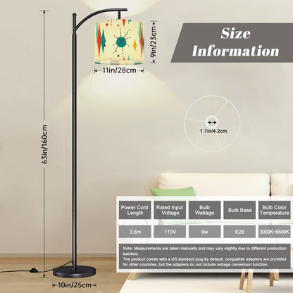Mid Century Modern Franciscan Diamond Starburst Arc Floor Lamp