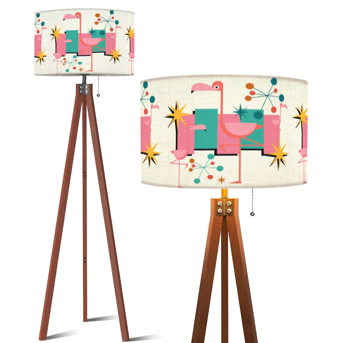 Kitschy 1950s Palm Springs Flamingo Mid Century Tripod Floor Lamp