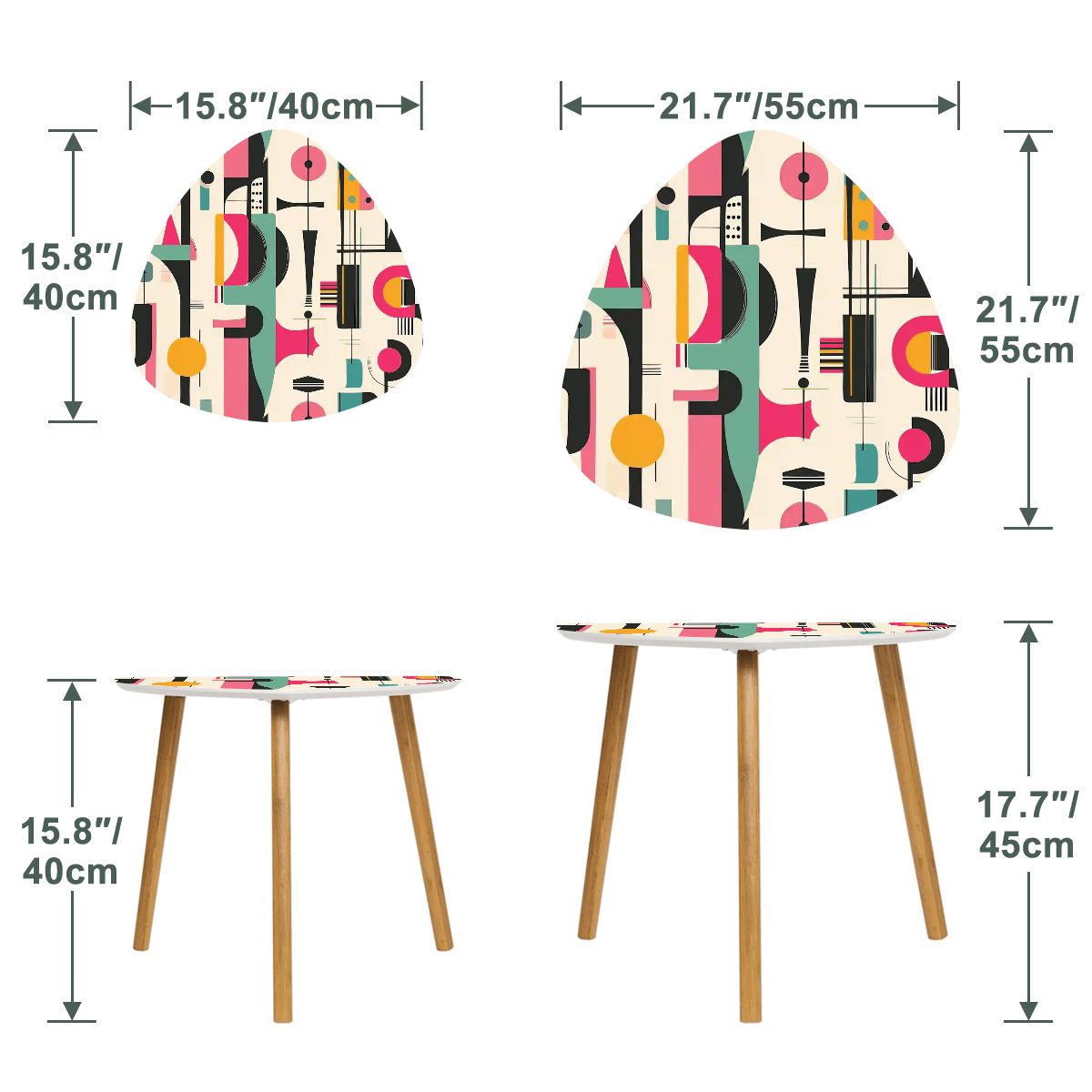 Retro 50s Abstract Geometric Mid Century Modern Nesting Tables