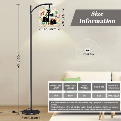 Kitschy Atomic Cat Starburst Mid Century Modern Arc Floor Lamp