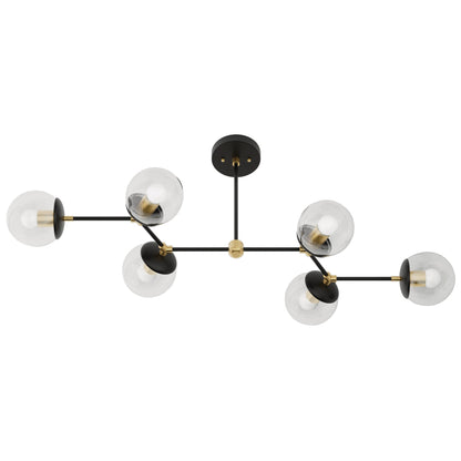 Ana - Modern Glass Globe 6 Light Linear Chandelier Kitchen Island