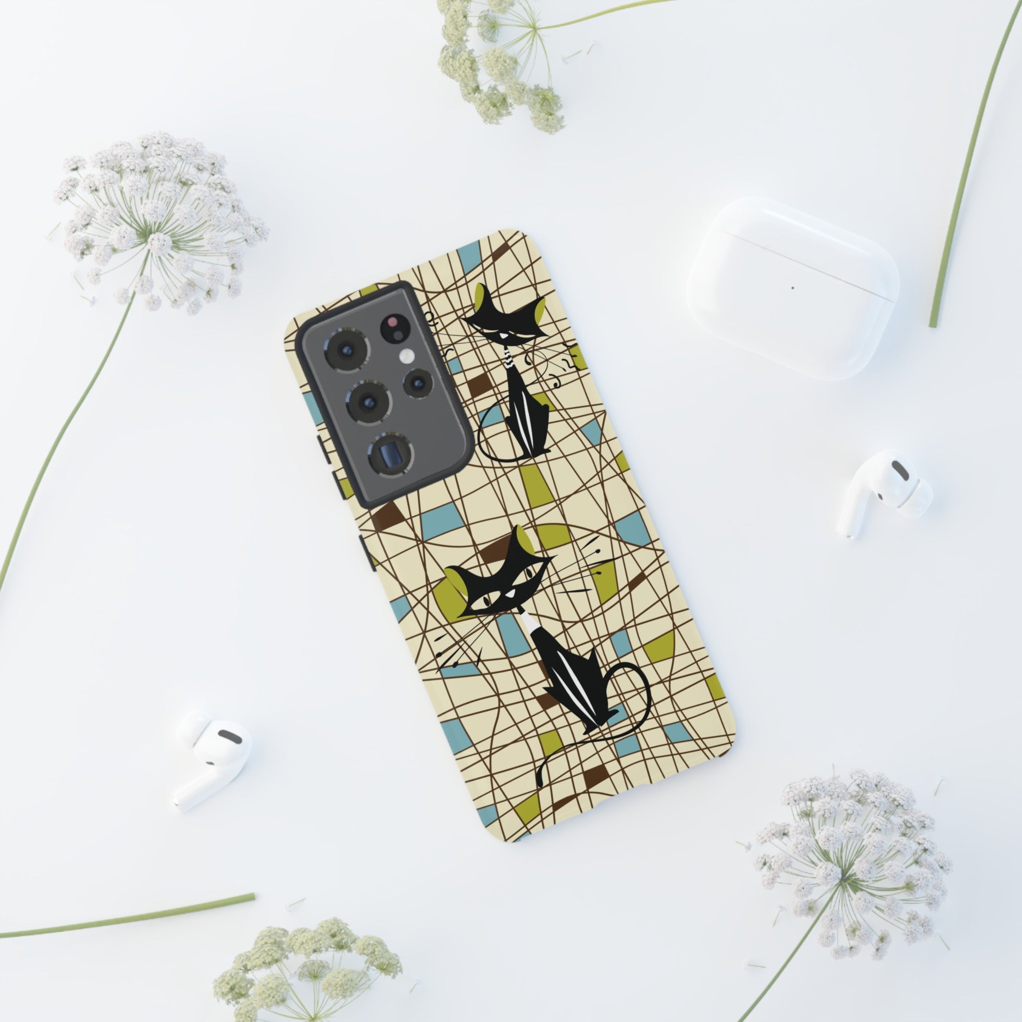 Atomic Cat Mid Century Modern Retro Chic Samsung Galaxy Phone Cases