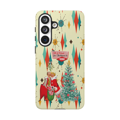 Retro 50s Christmas Phone Case, Mid Century Modern Franciscan Starburst Holiday Smartphone Cover