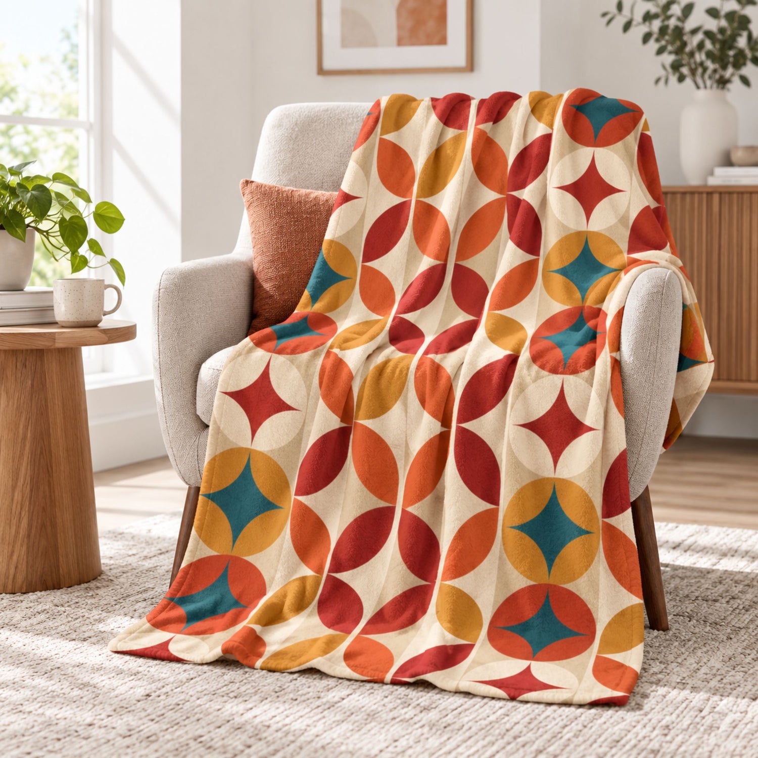 Groovy 70s Mod Geometric Mid Century Modern Throw Blanket