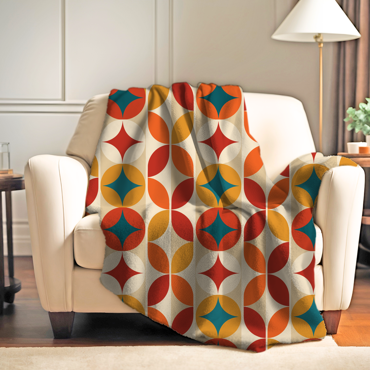Groovy 70s Mod Geometric Mid Century Modern Throw Blanket