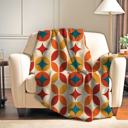 Groovy 70s Mod Geometric Mid Century Modern Throw Blanket