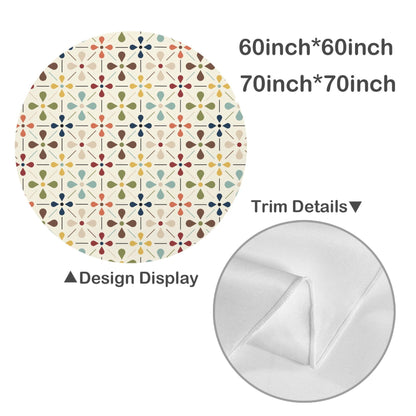 Scandinavian Danish Floral Mid Century Modern Retro Round Tablecloth