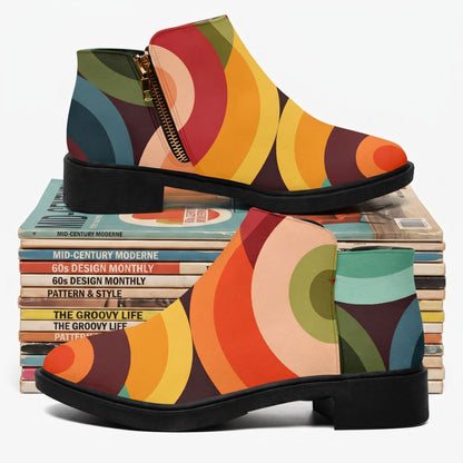 Groovy Orbs 70s Mid Century Modern Retro Ankle Boots