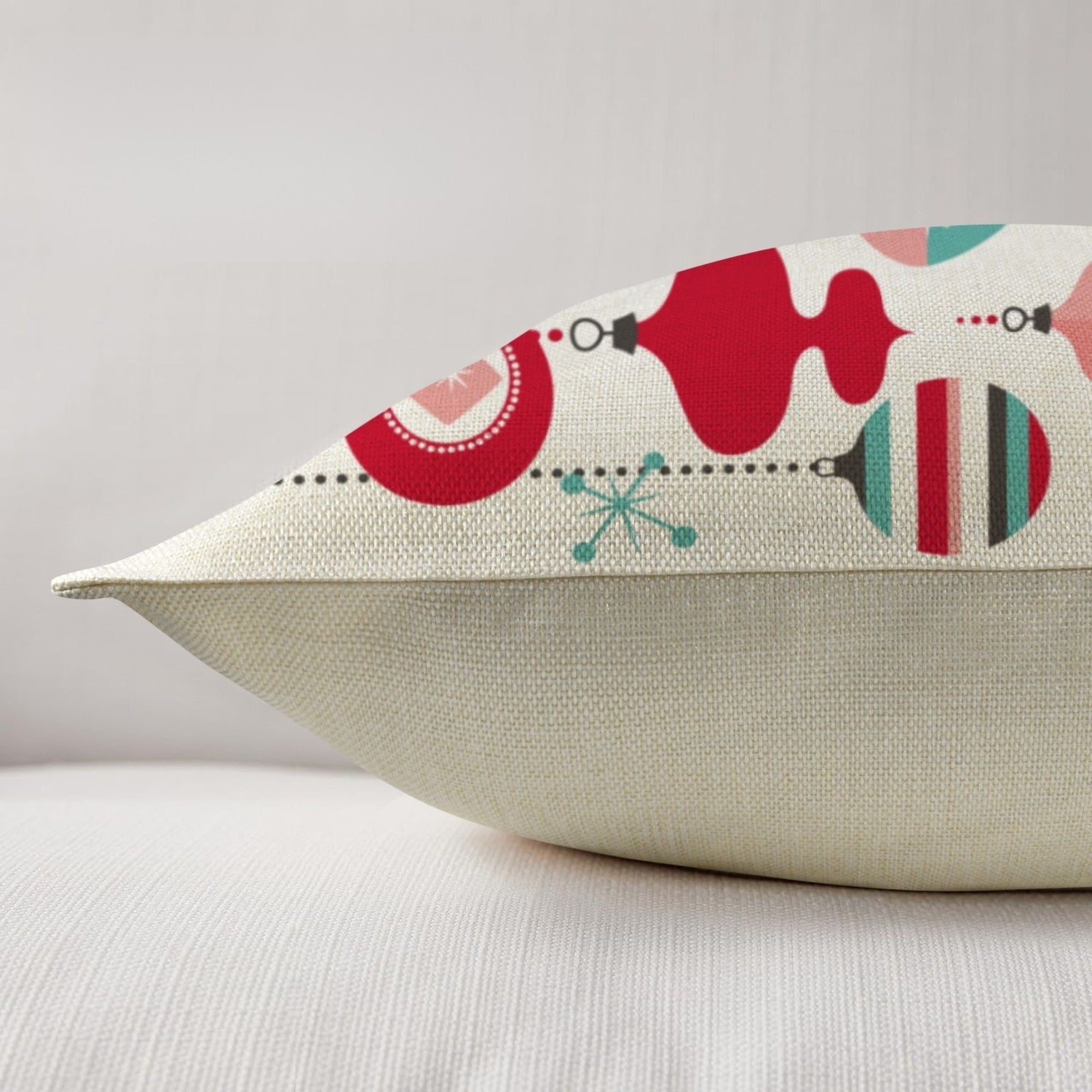 Mid Century Modern Christmas Ornament Pillow Covers, Retro 50s Kitsch Set of 2