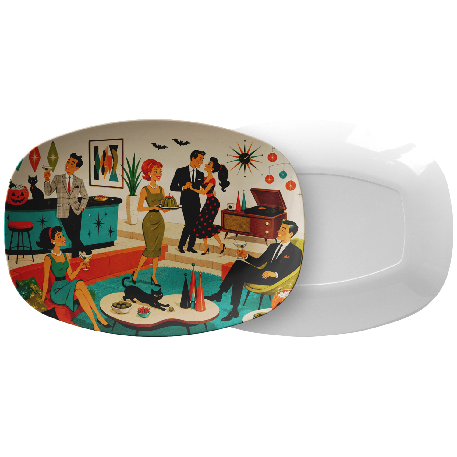 Retro 1950s Mid Century Modern Groovy Halloween Cocktail Party Platter