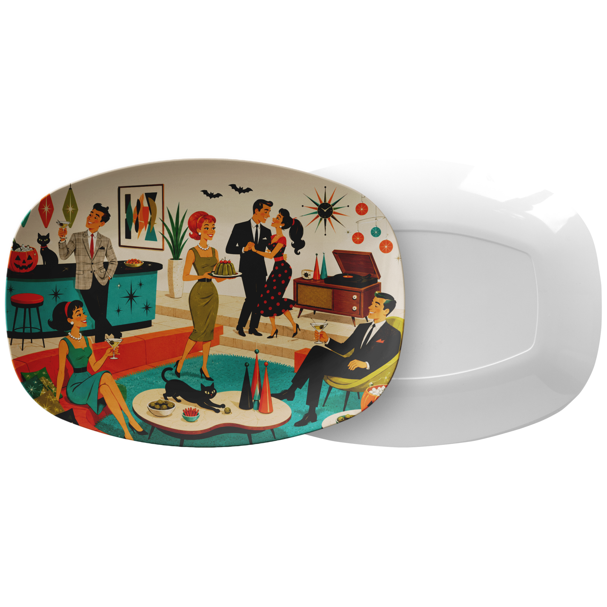 Retro 1950s Mid Century Modern Groovy Halloween Cocktail Party Platter