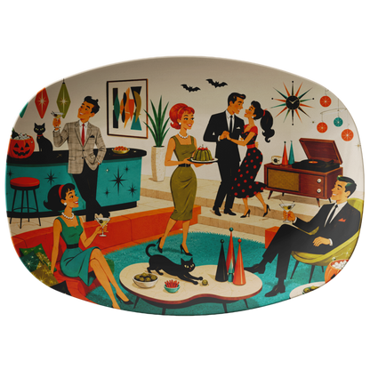 Retro 1950s Mid Century Modern Groovy Halloween Cocktail Party Platter