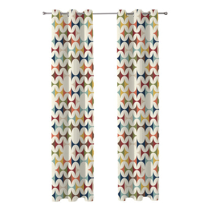 Mid Century Modern Scandinavian Geometric Grommet Curtain Panels