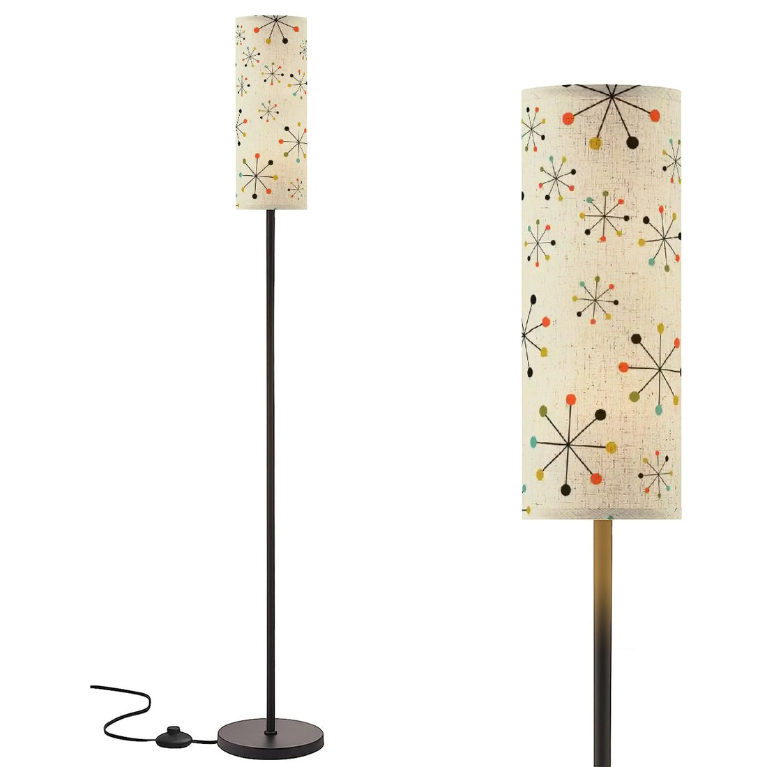 Mid Century Modern Starburst Floor Lamp, 50s Atomic Light, Retro Tall Lighting