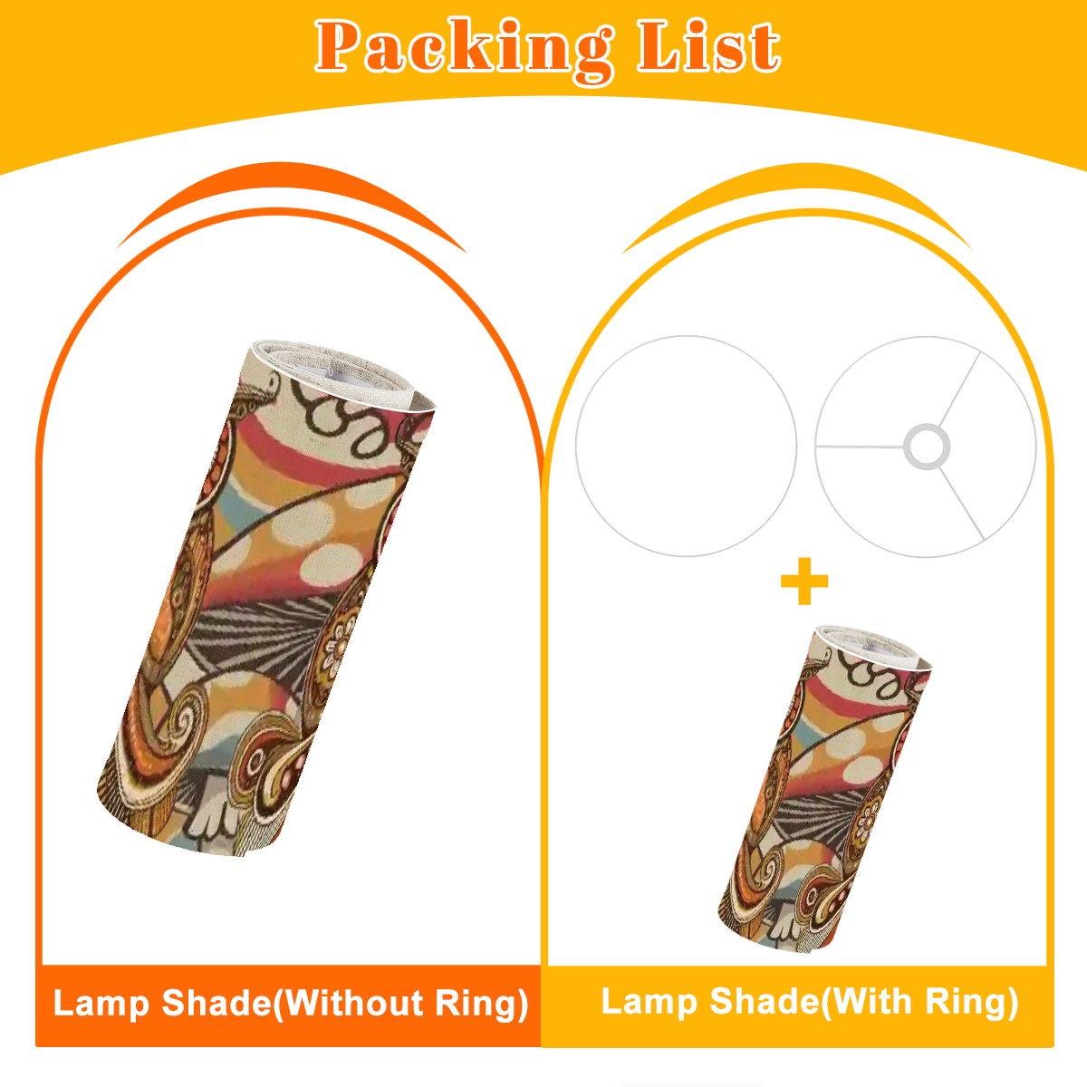 Psychedelic Owl Mushroom Drum Lampshade, Retro 1970s Boho Decor