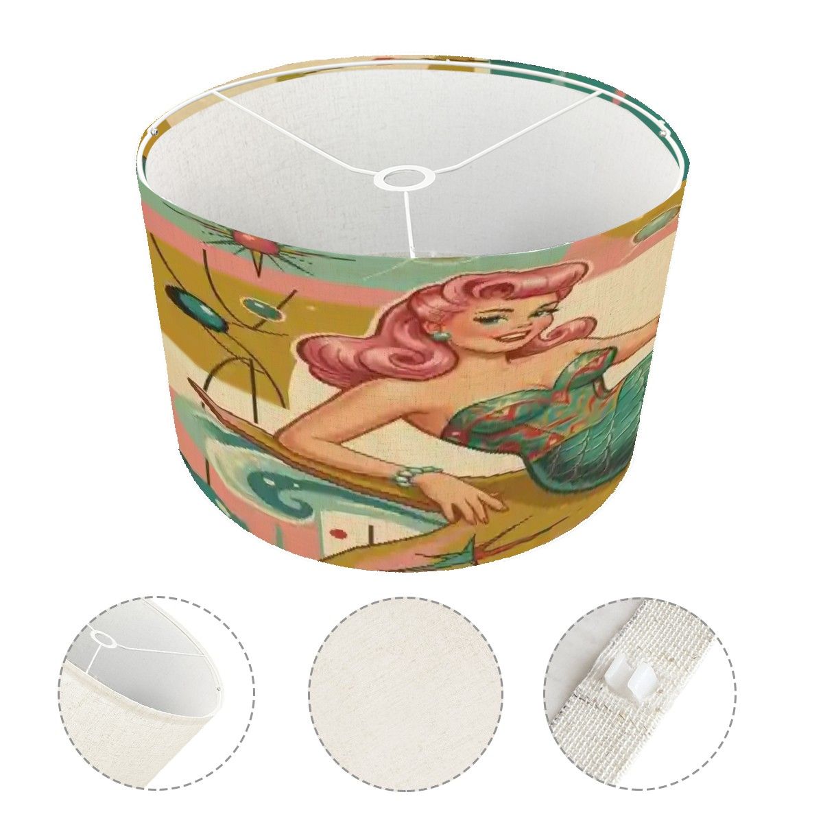 Kitschy 1950s Retro Mermaid Mid Century Modern Lamp Shade