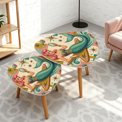 Kitschy 1950s Retro Mermaid Atomic Starburst Nesting Tables