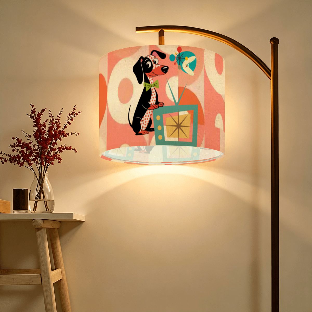Atomic Doxie Dachshund Retro TV 50s Mid Century Lamp Shade