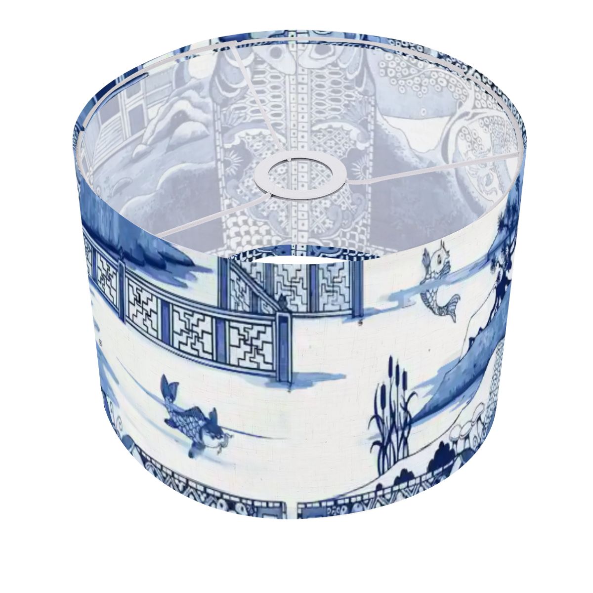 Blue Willow Garden Chinoiserie Drum Lamp Shade