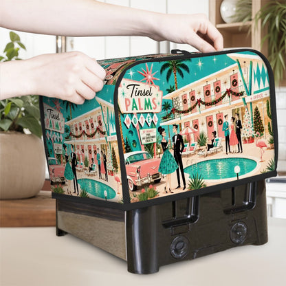 Palm Springs Mid Century Christmas Tinsel Palms Motel Toaster Cover