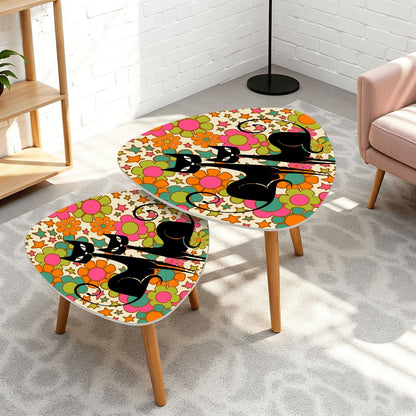 Kitschy Groovy Atomic Cat Mid Century Modern Nesting Tables
