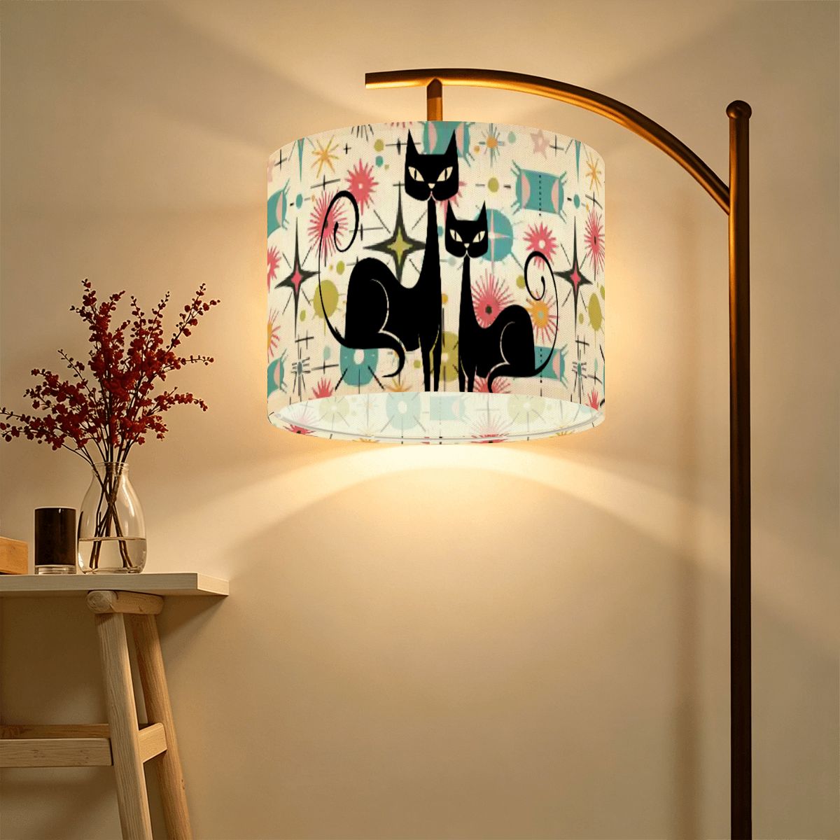 Kitschy Atomic Cat Starburst Mid Century Modern Lamp Shade