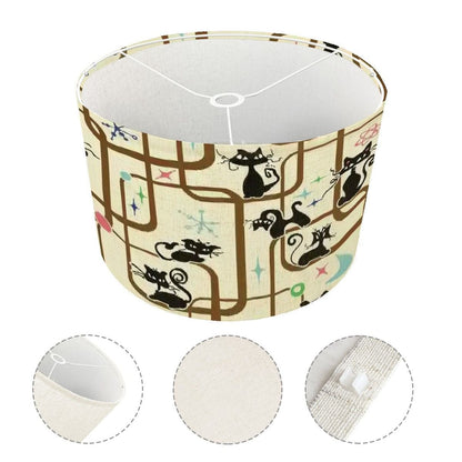 Atomic Cat Kitsch Mid Century Modern Retro Drum Lamp Shade
