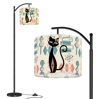Atomic Cat Mid Century Arc Floor Lamp, Retro 1950S Geometric Accent Lighting