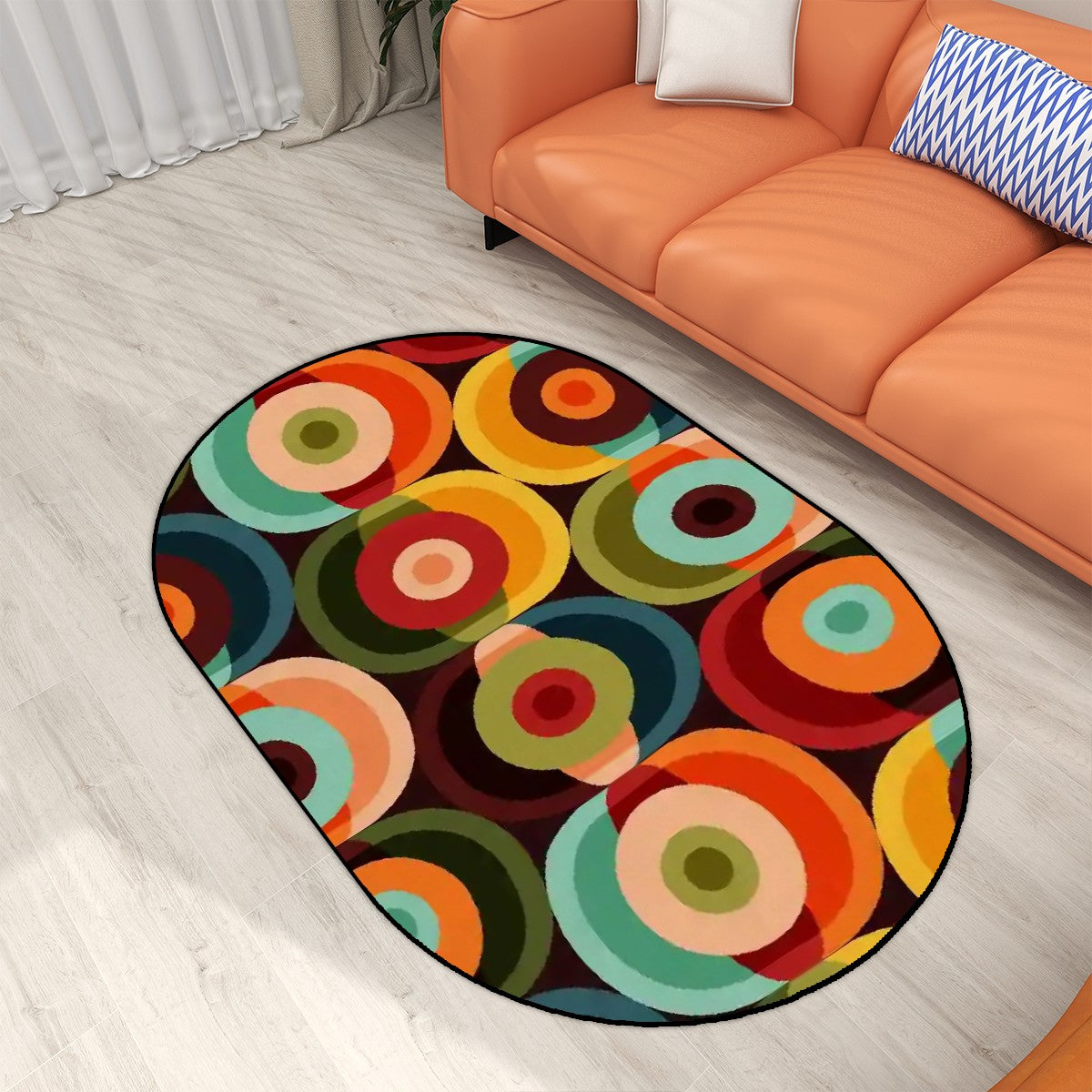Groovy Retro Orbs Mid Century Modern Oval Area Rug