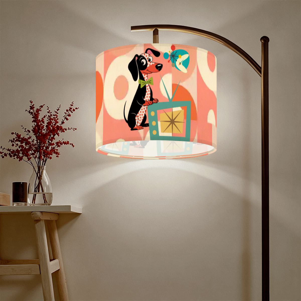 Atomic Doxie Dachshund Retro TV 50s Mid Century Lamp Shade
