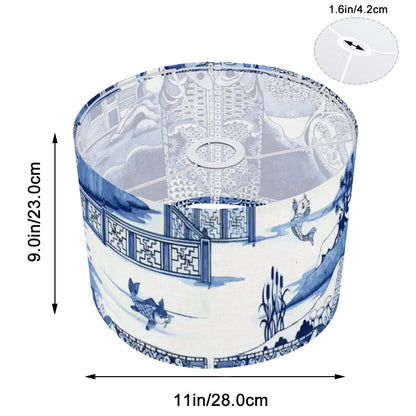 Blue Willow Garden Chinoiserie Drum Lamp Shade