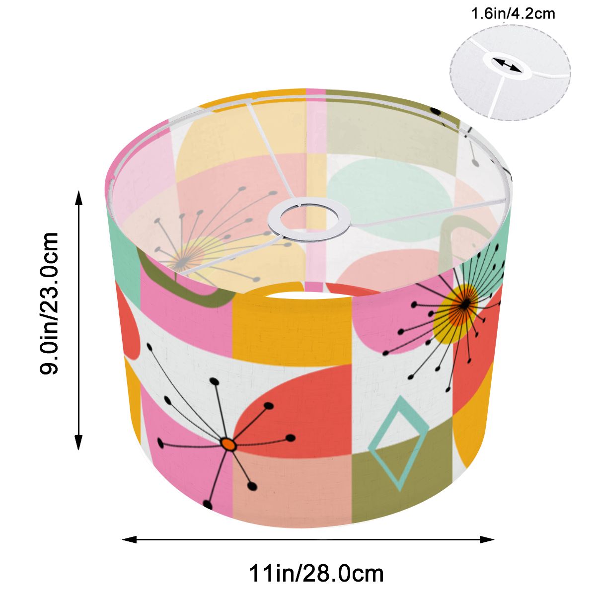 Atomic Starburst Abstract Mid Century Modern Retro Lamp Shade