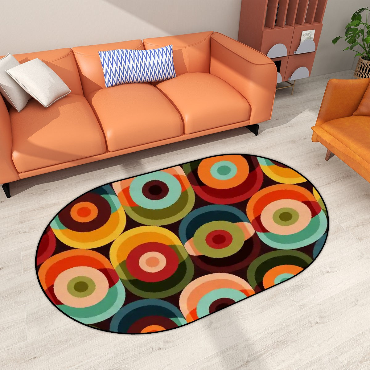 Groovy Retro Orbs Mid Century Modern Oval Area Rug