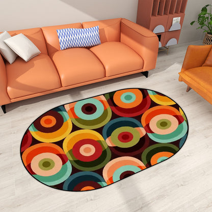 Groovy Retro Orbs Mid Century Modern Oval Area Rug