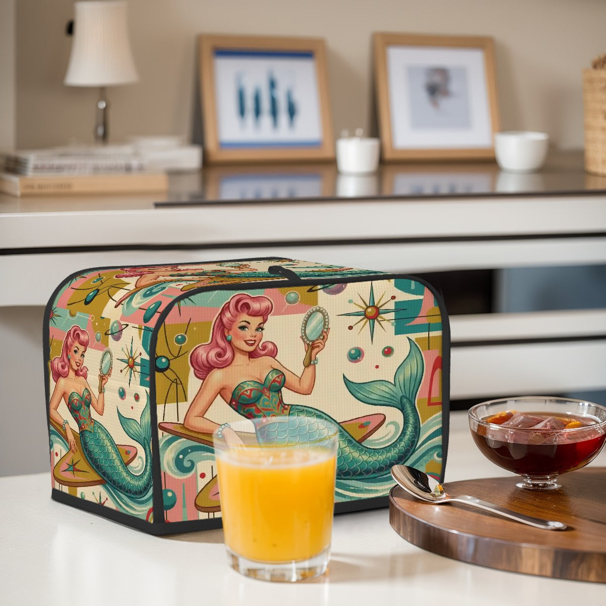 Kitschy 1950s Retro Mermaid Atomic Starburst Toaster Cover