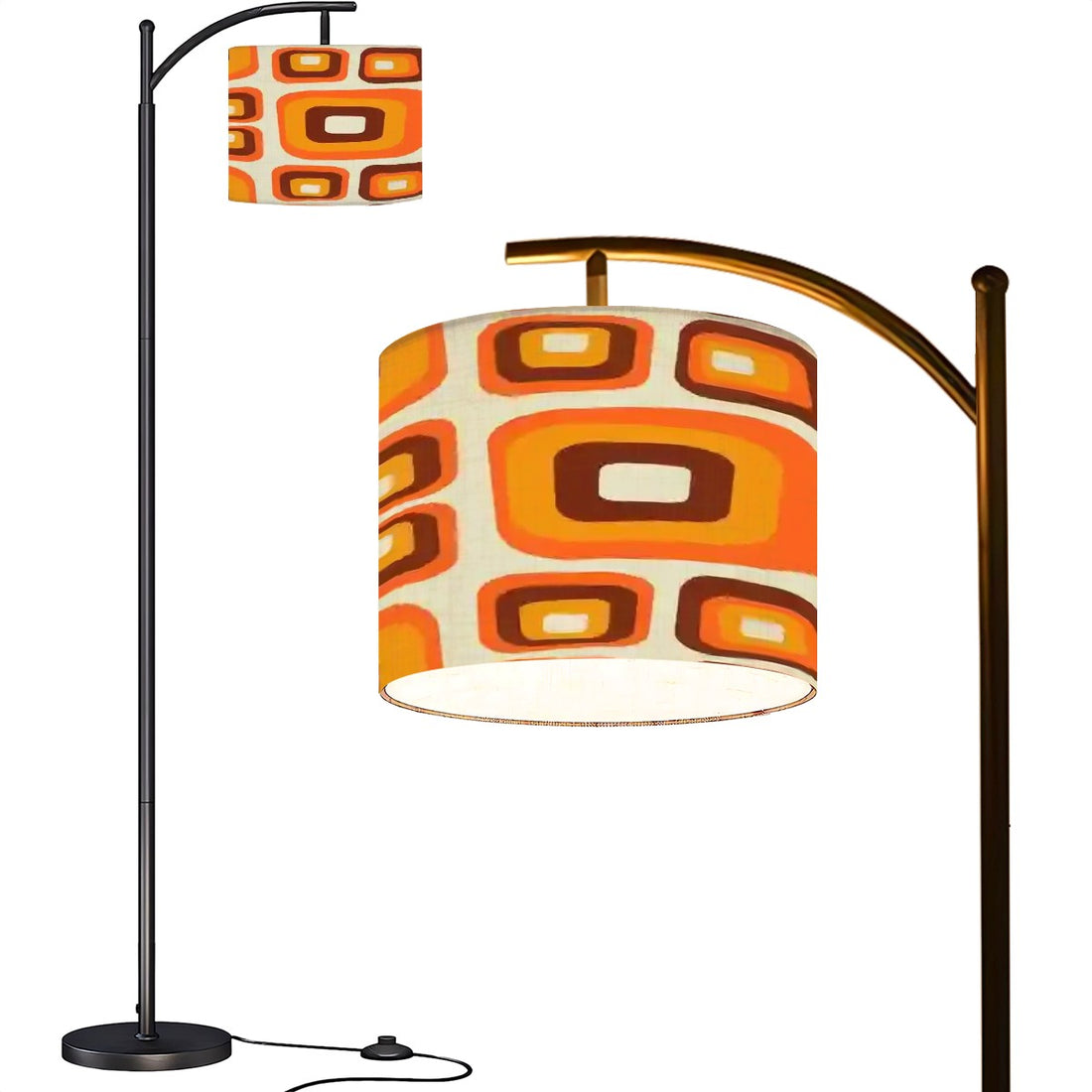 Mid Century Modern Orange Brown 60s 70s Geometric Arc Floor Lamp