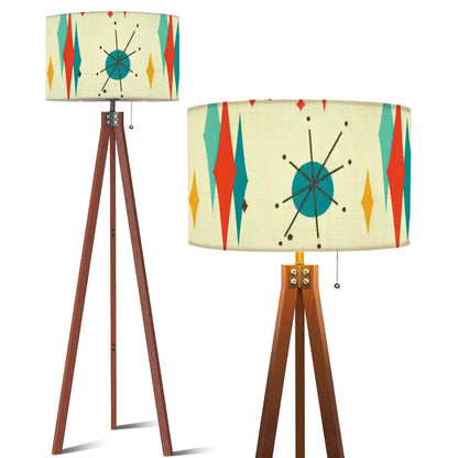Mid Century Modern Franciscan Diamond Starburst Tripod Floor Lamp