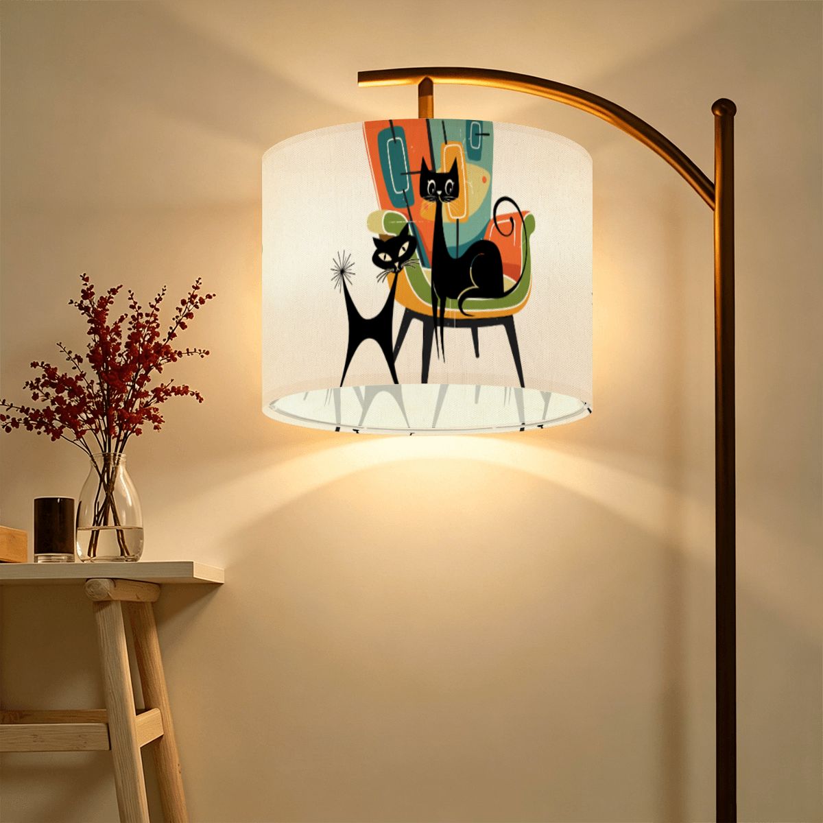 Atomic Cat Mid Century Modern Retro 1950s Lounge Art Lamp Shade