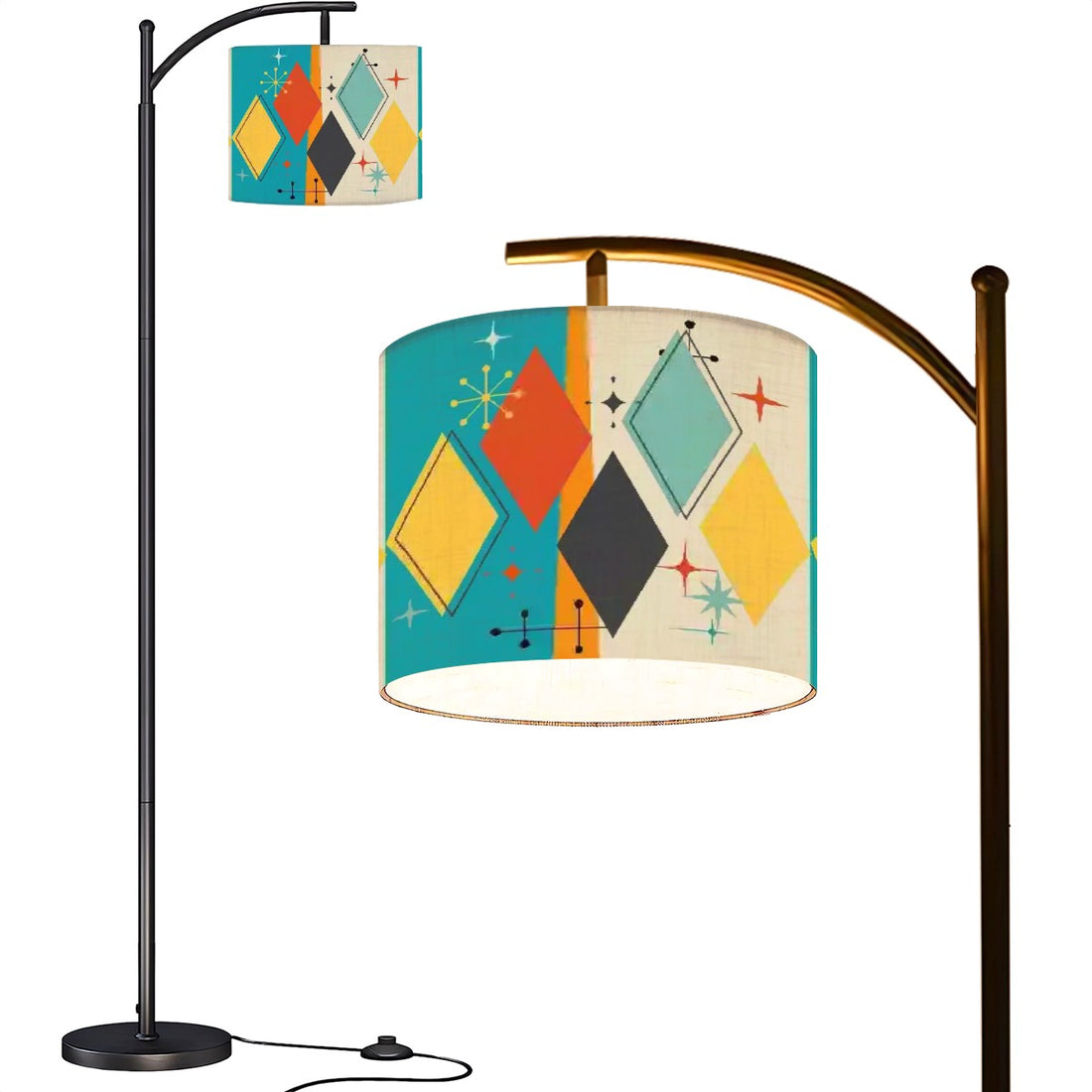 Mid Century Modern Geometric Diamond Arc Floor Lamp