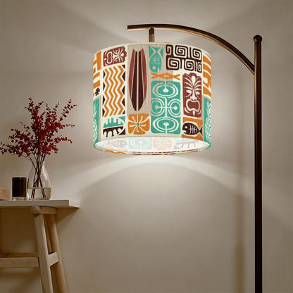 Retro Tiki Polynesian Lamp Shade, Mid Century Modern Exotica