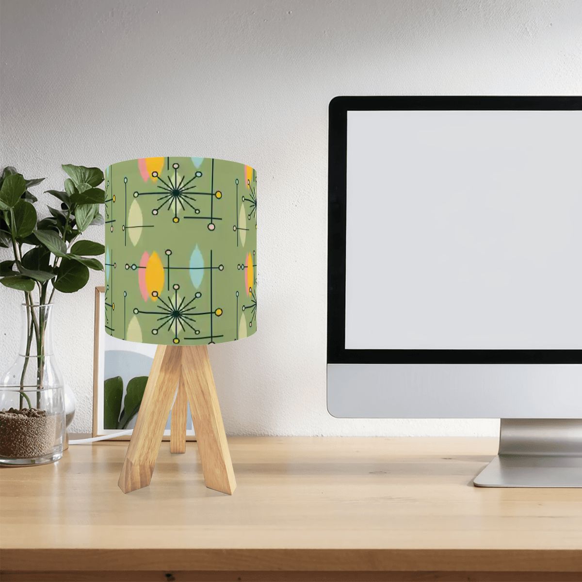 1950s Atomic Starburst Mid Century Modern Tripod Table Lamp