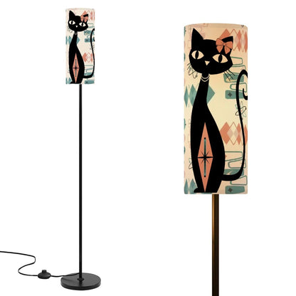 Atomic Cat Mid Century Modern Slim Floor Lamp, Retro 1950s Geometric Accent Lighting