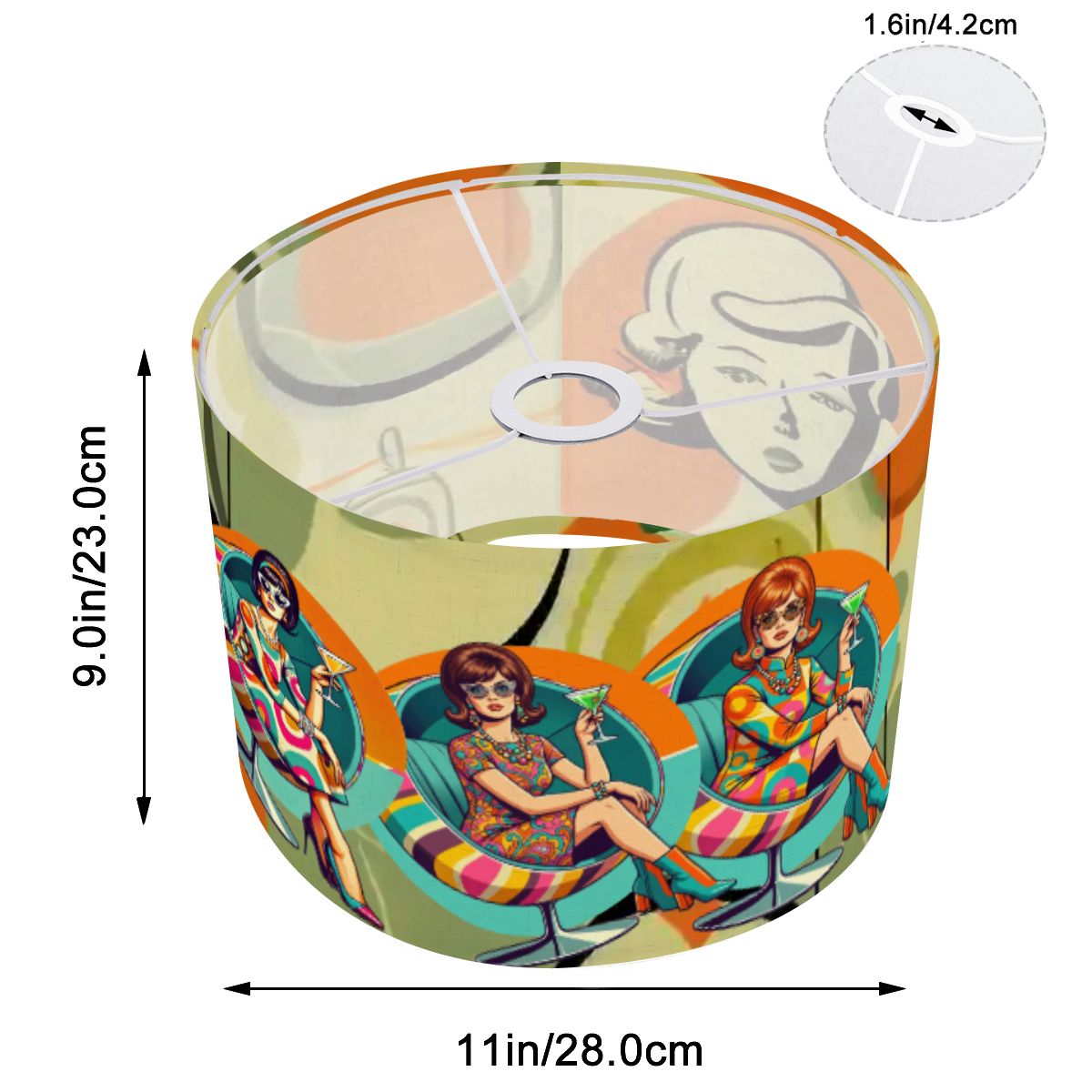 Groovy 60s Vintage Mod Girls Mid Century Modern Retro Lamp Shade