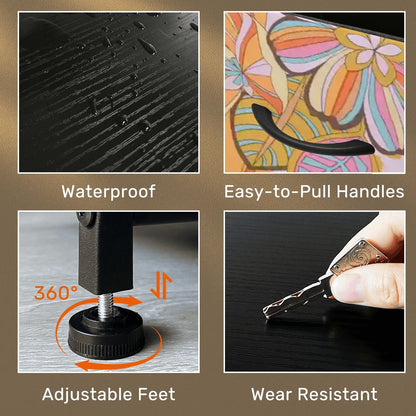 Groovy Floral Paisley Psychedelic 70s Boho 4 Drawer Dresser