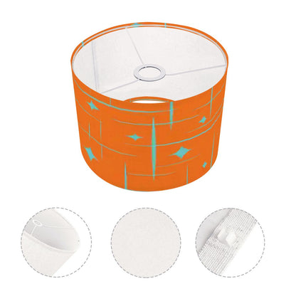 Atomic Starburst Geometric Diamond Mid Century Modern Orange Drum Lamp Shade