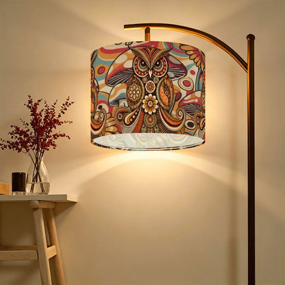 Retro Psychedelic Owl 70s Lampshade, Boho Mushroom Decor